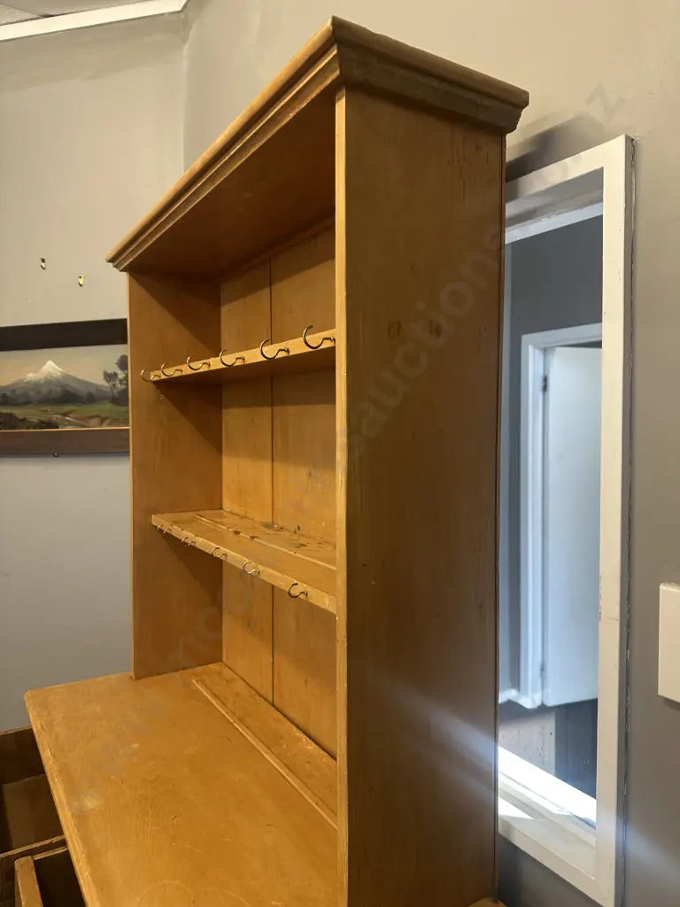 Antique New Zealand Kauri Welsh Dresser, 2 Piece. H196 W104 D44cm Image 1++