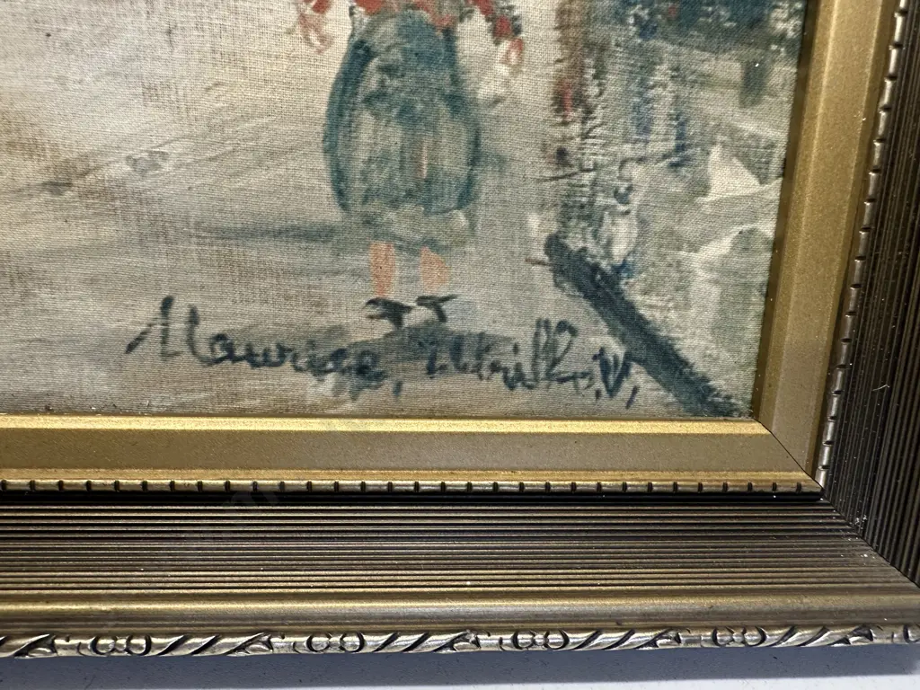 Gilt Framed Artwork Signed Maurice Utrillo.V Street Scene  H47,W57cm. Image 1++