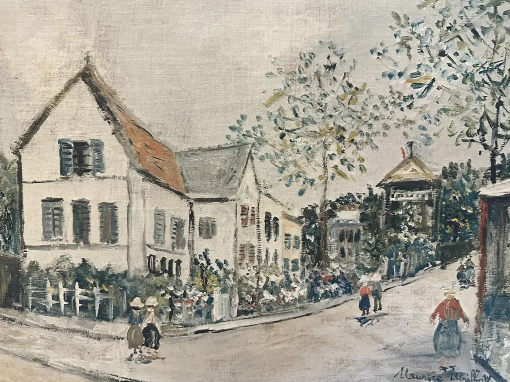 Gilt Framed Artwork Signed Maurice Utrillo.V Street Scene  H47,W57cm. Image 1++