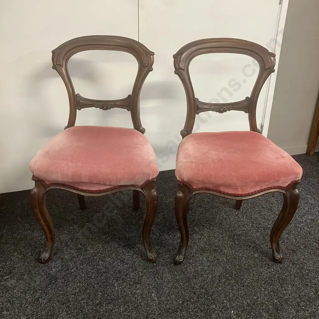 Pair of Victorian Antique Carved Balloon Back Side Chairs Image 1++