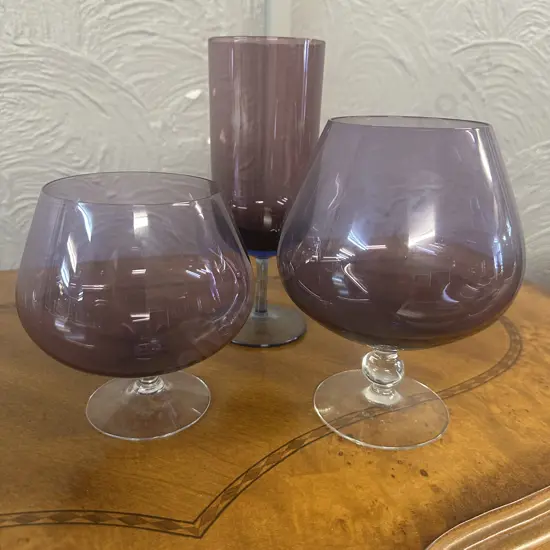 Vintage Amethyst Brandy Glasses Etc