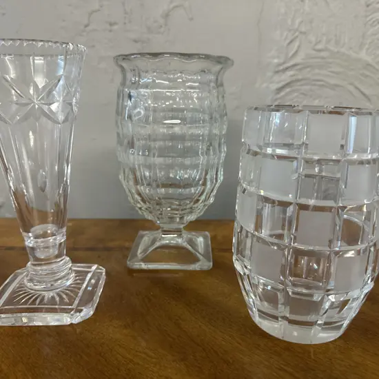 Selection Of Art Deco Clear Glass Vases 