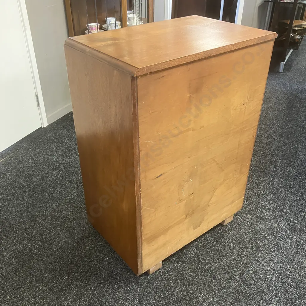 Art Deco Gentlemans' Lowboy, 3 Drawer, 2 Door, Original Handles. H88 W63 D42cm Image 1++