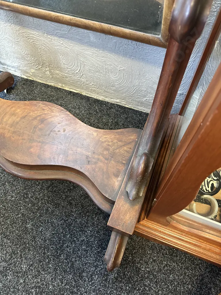 Antique Victorian Mahogany Full Length Free Standing Cheval Mirror On Metal Castors. H165cm (AF) Image 1++