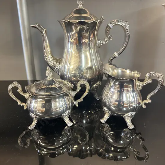 Sherwood Silver Plated Coffee Pot, Creamer & Sugar Bowl