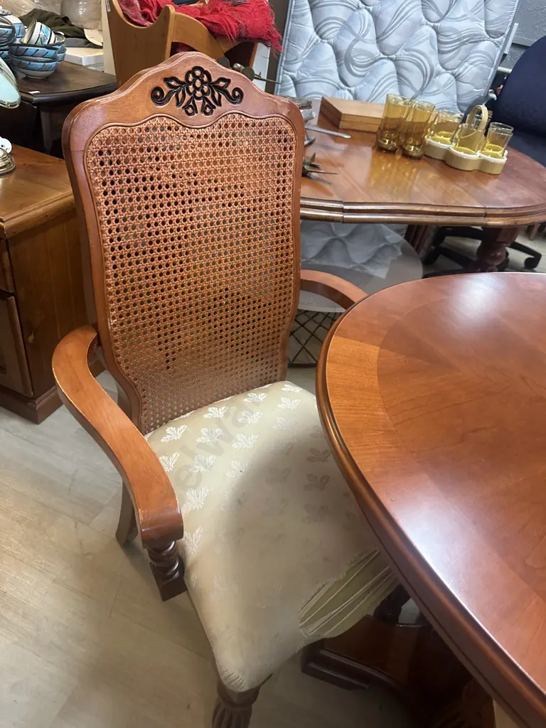 Dining Suite Oval Marquetry Inlaid, Double Pedestal, Extension With Six Chairs Including Carvers Image 1++