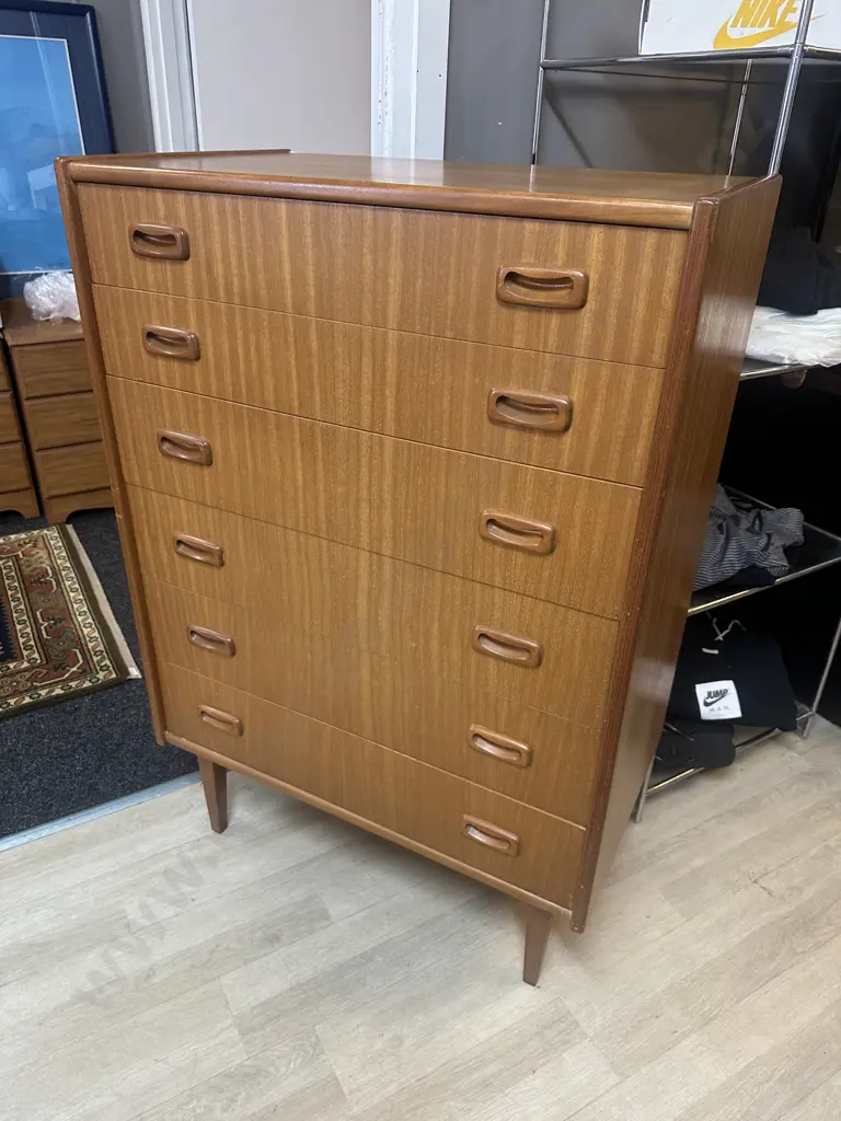 Airest New Zealand Mid-Century Tallboy With 6 Drawers. H114,W77,D47cm. Image 1++