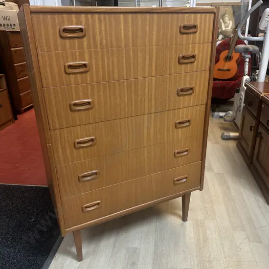 Airest New Zealand Mid-Century Tallboy With 6 Drawers. H114,W77,D47cm.