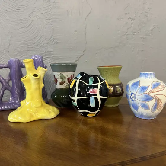 Selection Of Vintage Vases Including Bud Vases, Hand Painted  Etc