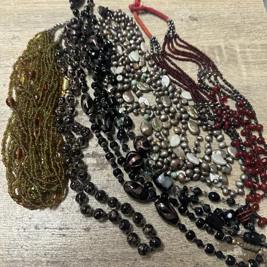 Selection Of Costume Jewellery Necklaces Including Beaded 