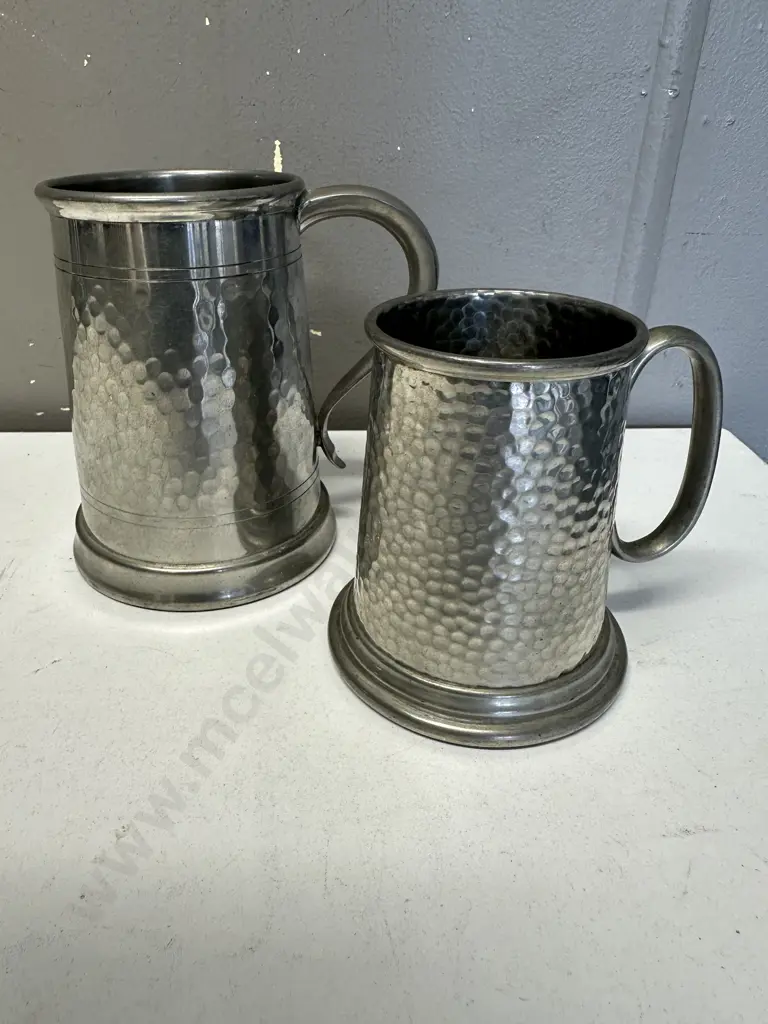 Vintage Hand Hammered English Pewter Tankards  Image 1++