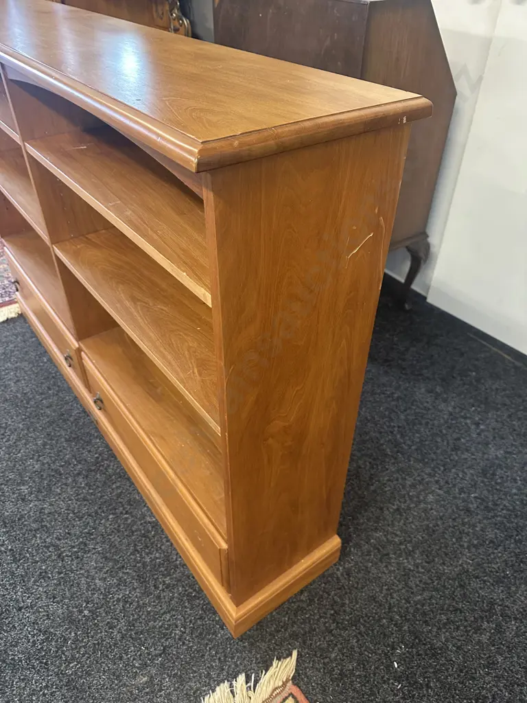 Forest Furniture Rimu Bookcase With 2 Drawers In Base, 4 Shelves. H101 W150 D31cm (1 Handle Missing) Image 1++