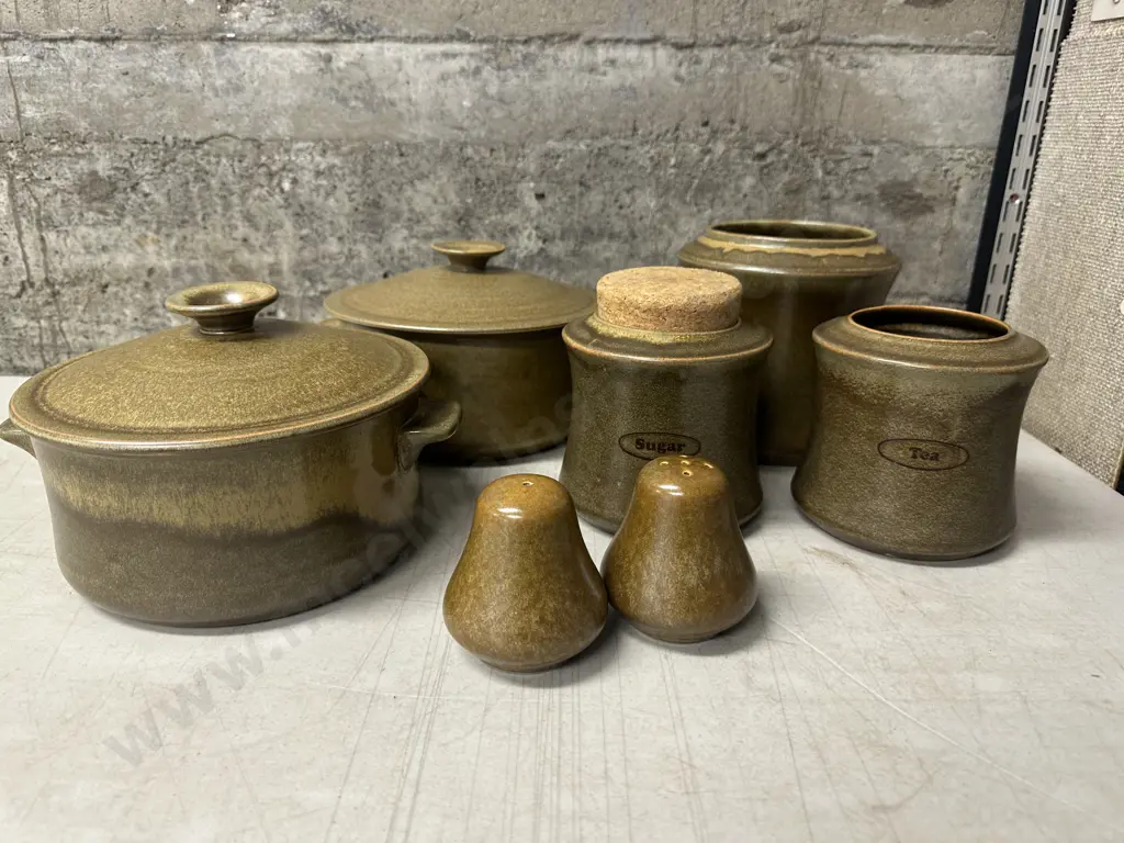 Selection Of Vintage Items Including Lidded Casserole Dish, Cannister, Salt & Pepper Shakers Etc Image 1++