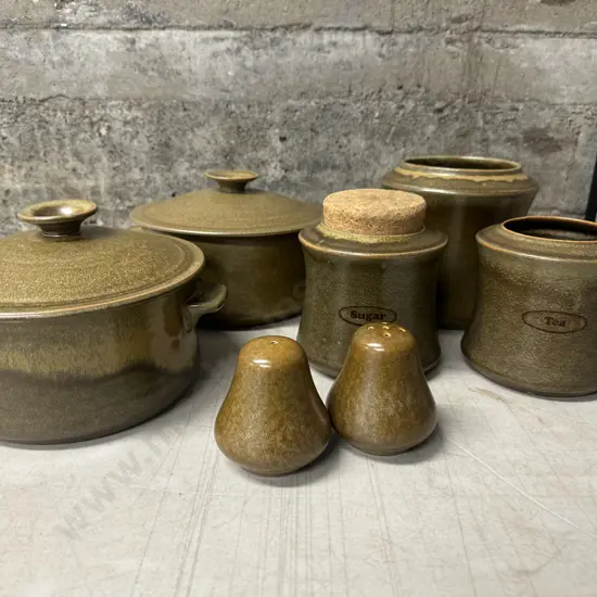 Selection Of Vintage Items Including Lidded Casserole Dish, Cannister, Salt & Pepper Shakers Etc