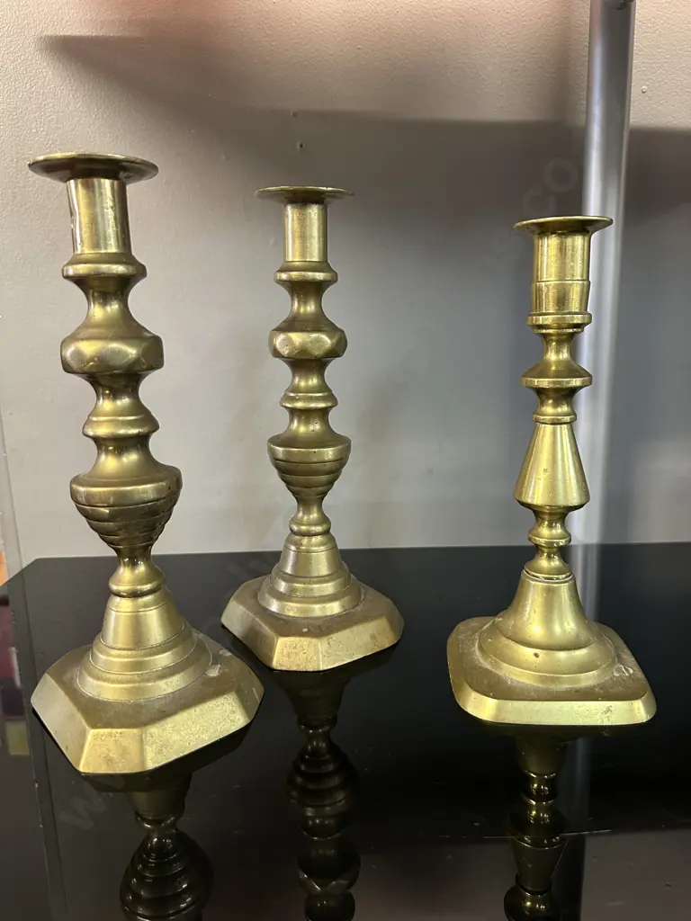 Vintage Brass Candle Stick Holders Image 1++