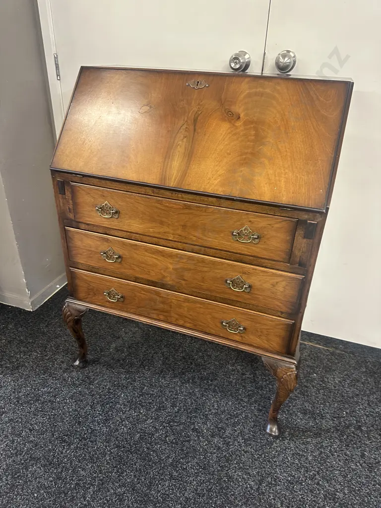 Antique Mahogany Drop Front Secretary Desk. H103 W75 D44cm Image 1++