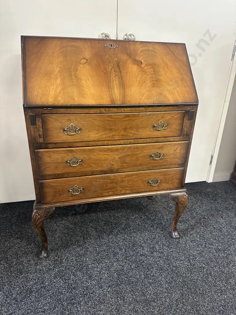 Antique Mahogany Drop Front Secretary Desk. H103 W75 D44cm Image 1++