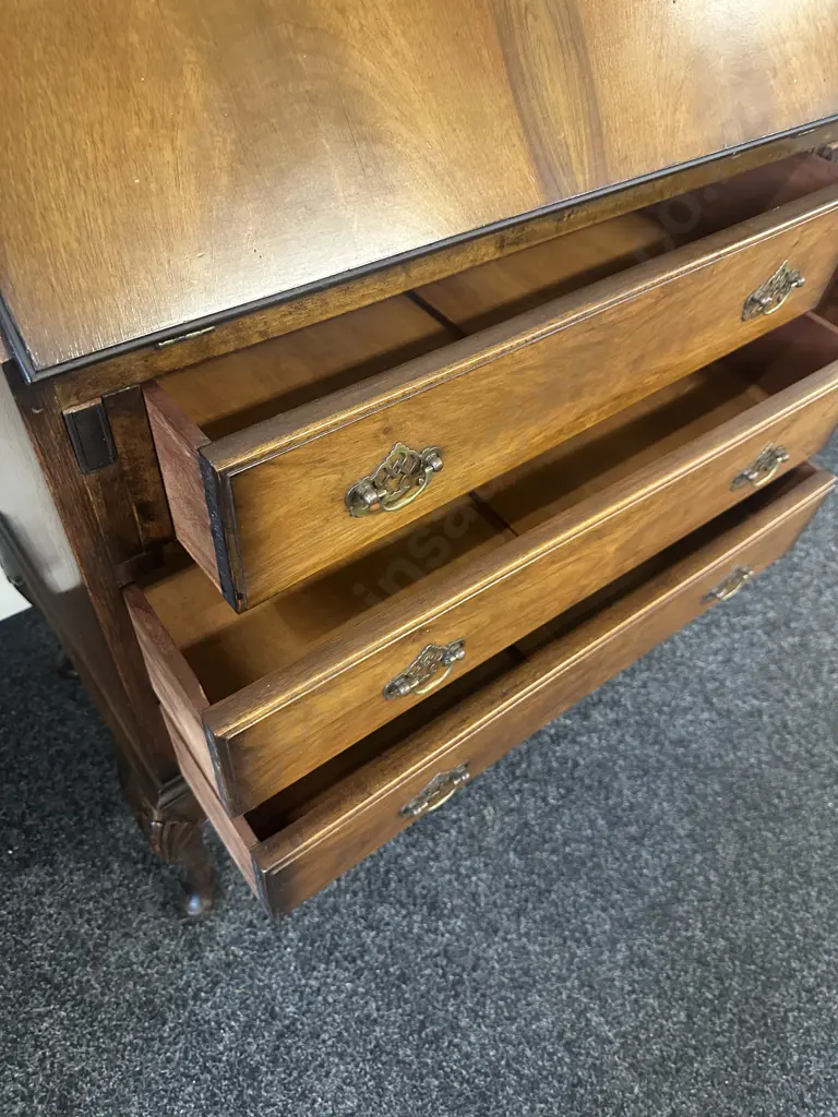 Antique Mahogany Drop Front Secretary Desk. H103 W75 D44cm Image 1++