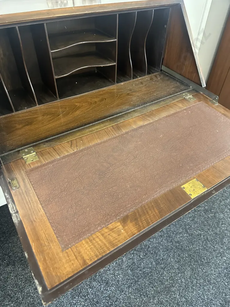 Antique Mahogany Drop Front Secretary Desk. H103 W75 D44cm Image 1++