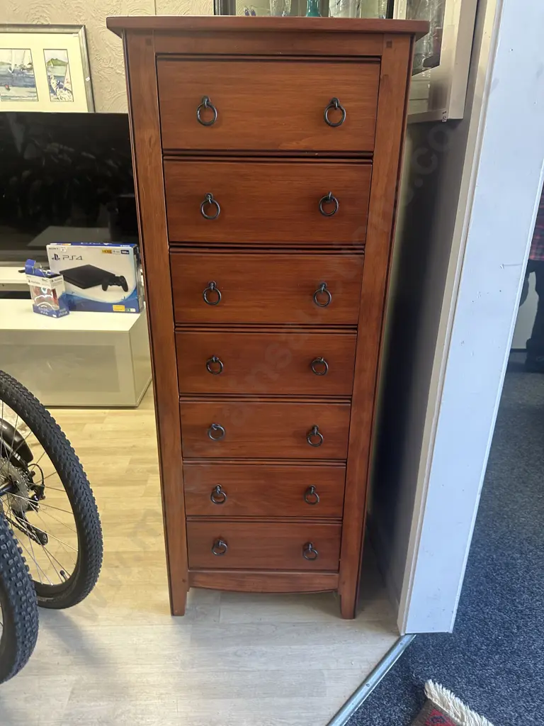 Furnware Lingere Chest Seven Drawers Ring HandlesH145,W58,D46cm. Image 1++