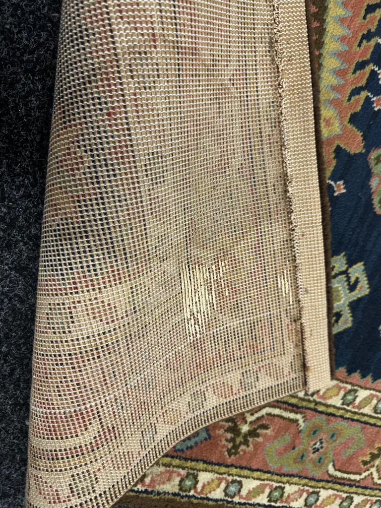 Floor Rug Navy/Terracotta,Cream L170,W91cm. Image 1++