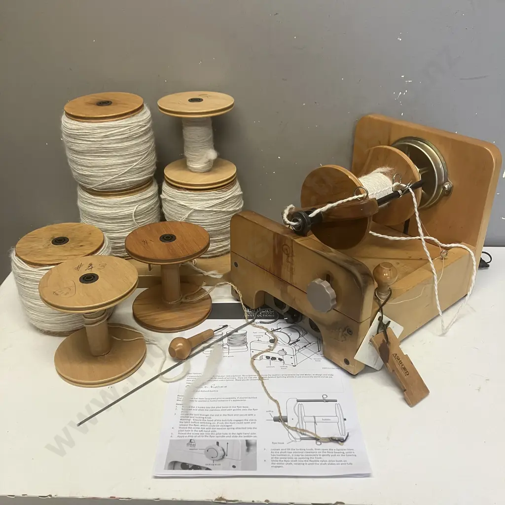 Ashford e-Spinner Bobbins, Lazy Kate, Wooden Threading Hook, Instructions Etc Image 1++
