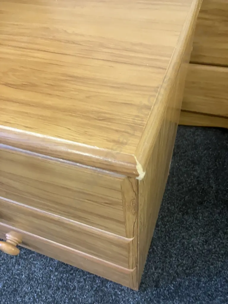 Vintage Funnell's Furniture Rimu Effect 6 Drawer Lowboy & Pair of 3 Drawer Bedsides Image 1++