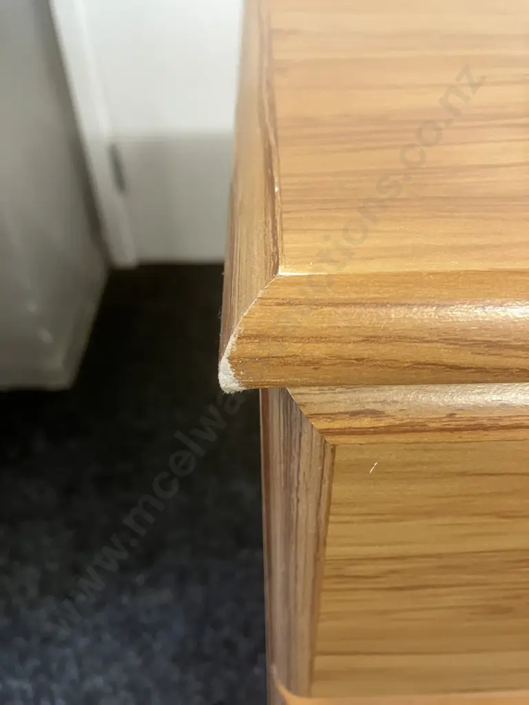 Vintage Funnell's Furniture Rimu Effect 6 Drawer Lowboy & Pair of 3 Drawer Bedsides Image 1++