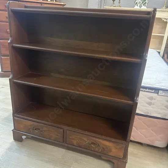 Mahogany Bookcase With Two Drawers 4 Tier H105,W89,D24cm.