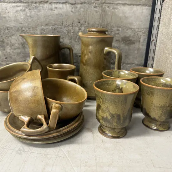 Selection Of Vintage Temuka Items Including Coffee Pot, Jug, Gravy Jugs, Goblets Etc