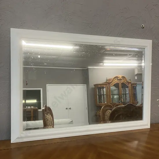 White Framed Bevelled Wall Mirror. 64 x 95cm