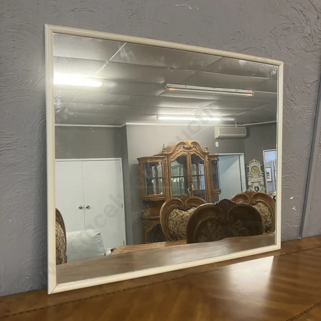 Cream Framed Bathroom Wall Mirror. 75 x 90cm Image 1++