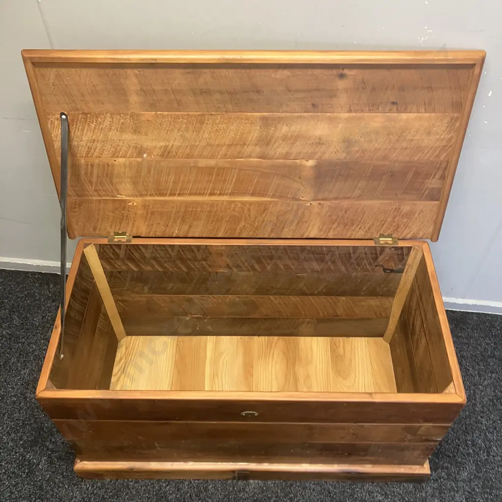 Recycled Rimu Storage Chest / Blanket Box, Black Wrought Handles. H53 W101 D50cm Image 1++