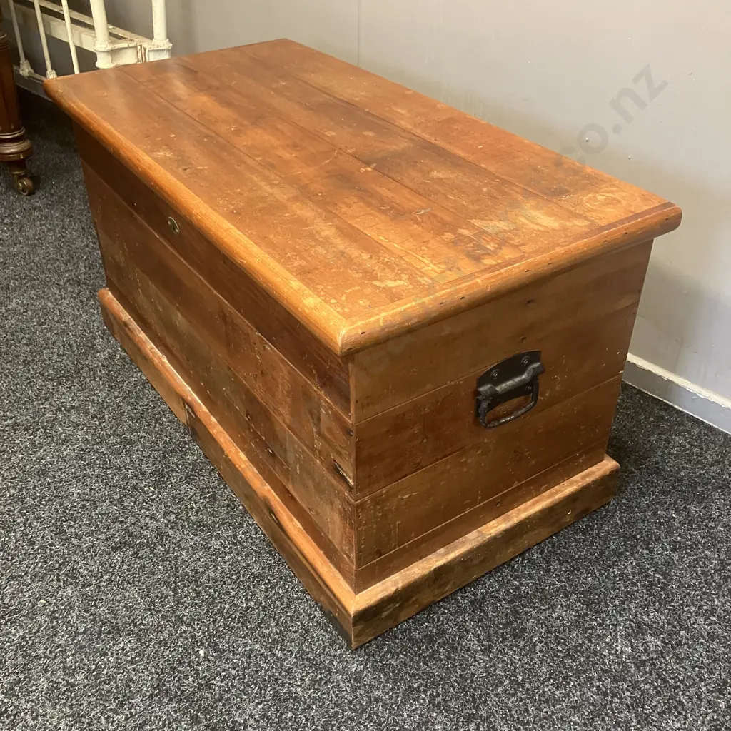 Recycled Rimu Storage Chest / Blanket Box, Black Wrought Handles. H53 W101 D50cm Image 1++