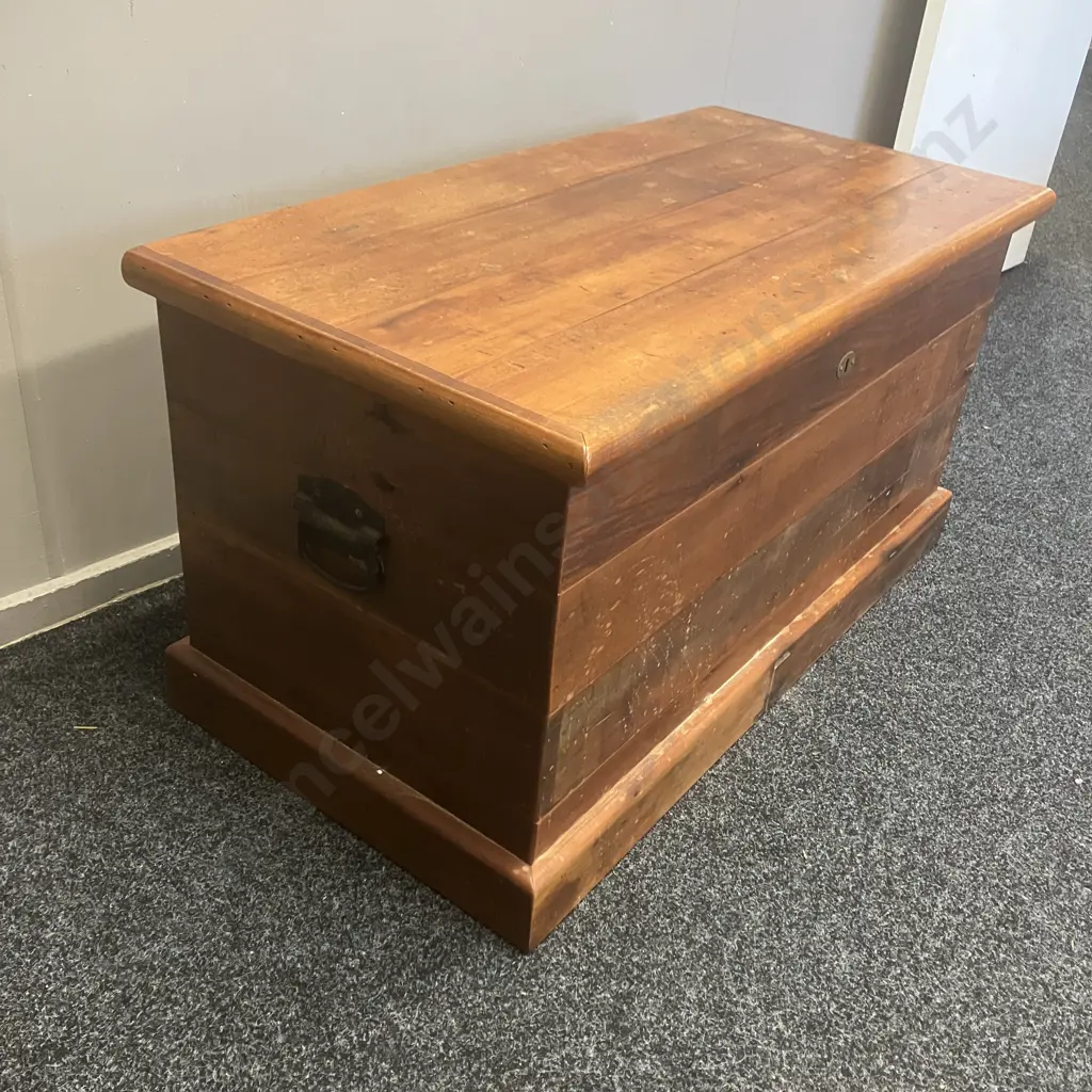 Recycled Rimu Storage Chest / Blanket Box, Black Wrought Handles. H53 W101 D50cm Image 1++