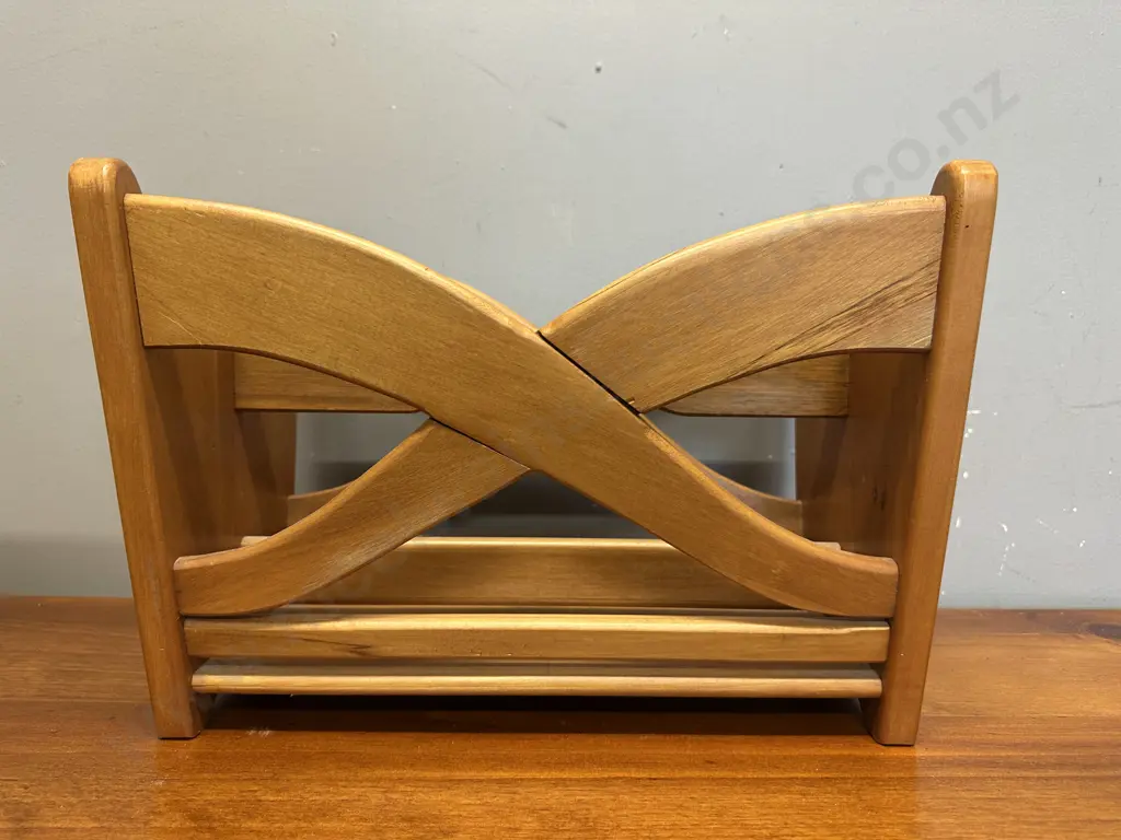 Vintage Rimu Magazine Rack H29,W40cm. Image 1++
