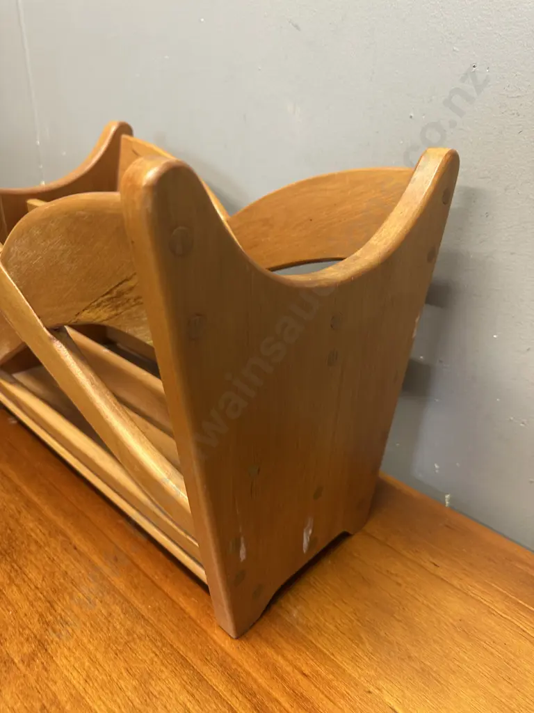 Vintage Rimu Magazine Rack H29,W40cm. Image 1++