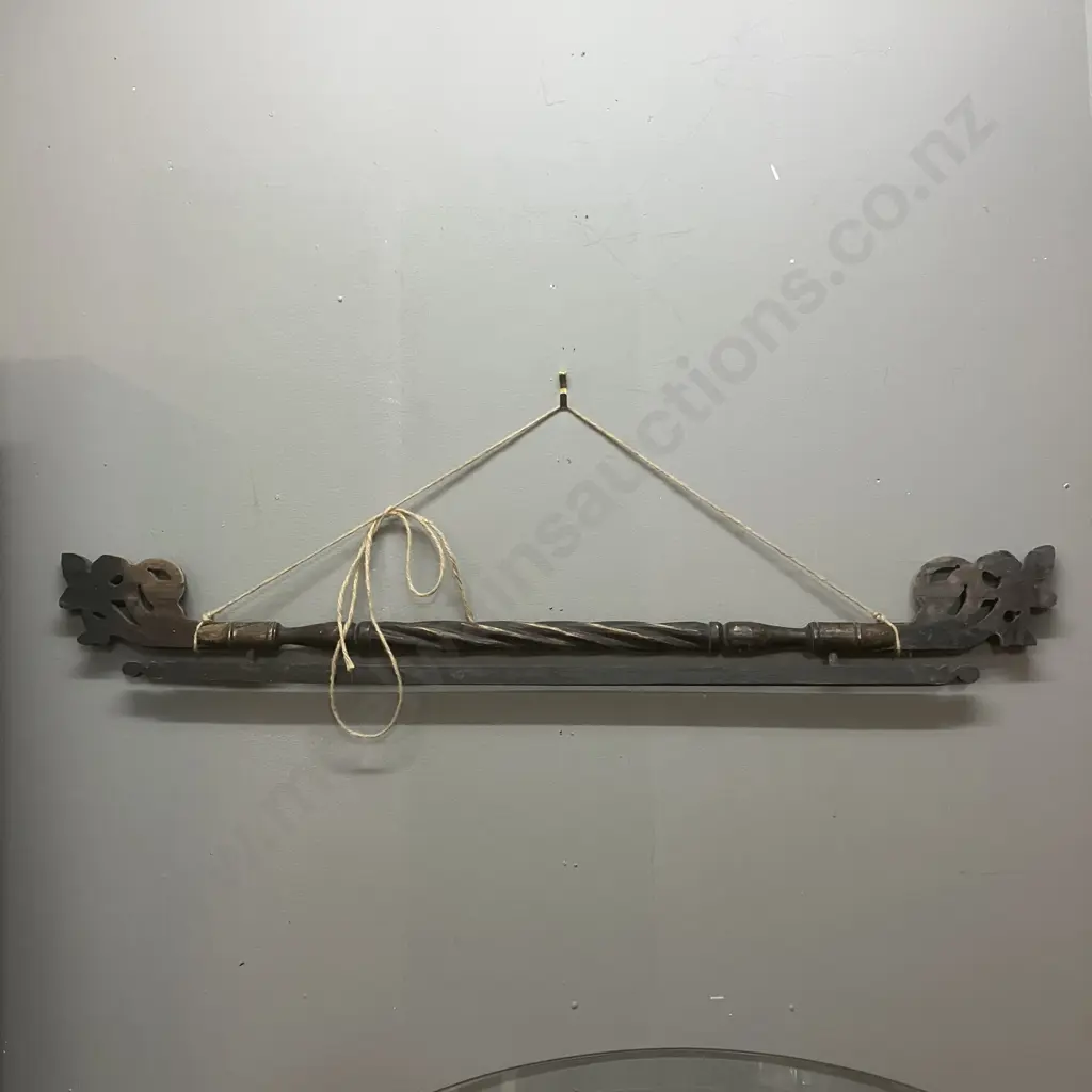 Vintage Oriental Wall Hanger With Carved Ends. L92cm Image 1++