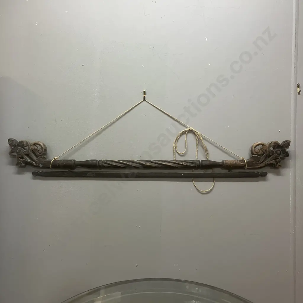 Vintage Oriental Wall Hanger With Carved Ends. L92cm Image 1++
