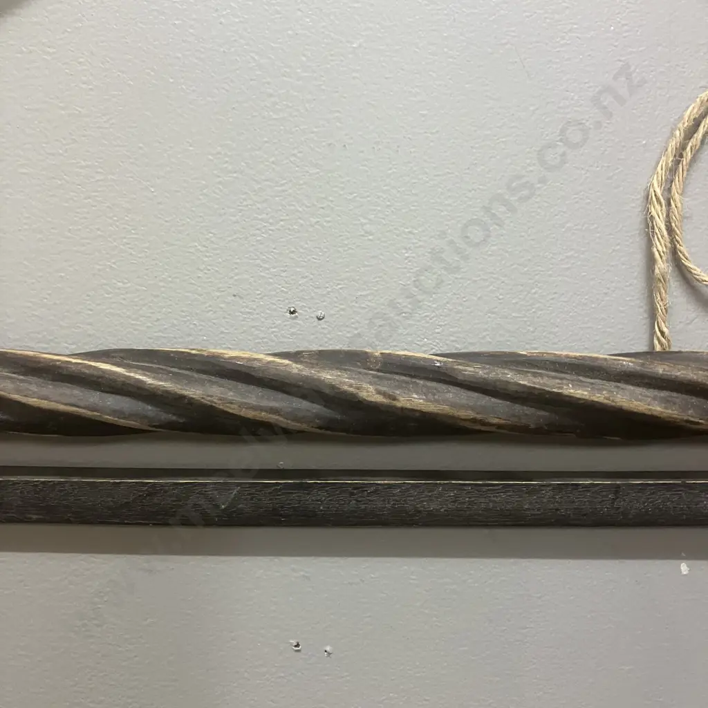 Vintage Oriental Wall Hanger With Carved Ends. L92cm Image 1++