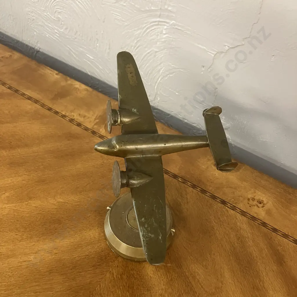 Brass Trench Art Aircraft On Stand. 23cm Wingspan Image 1++