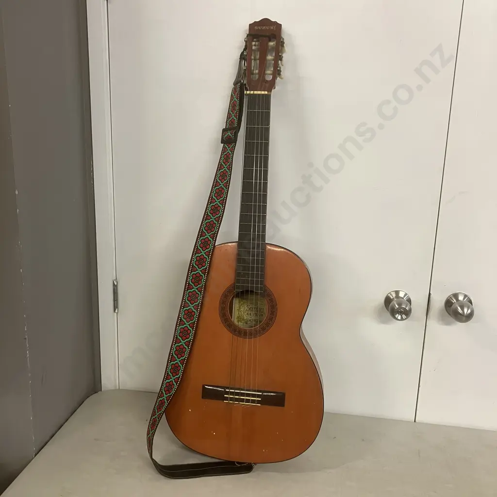 Suzuki Vintage Classical Acoustic Guitar - Japan, With Guitar Strap Image 1++
