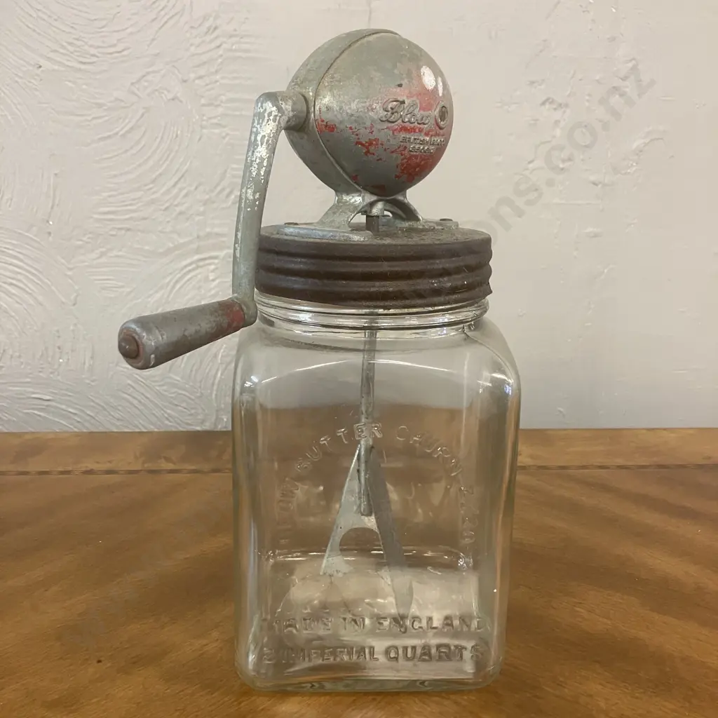 Blow Glass Butter Churn 2/20 - Glass Butter Churn Made In England 1920 - 1950s Image 1++