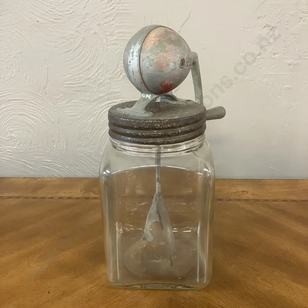 Blow Glass Butter Churn 2/20 - Glass Butter Churn Made In England 1920 - 1950s Image 1++