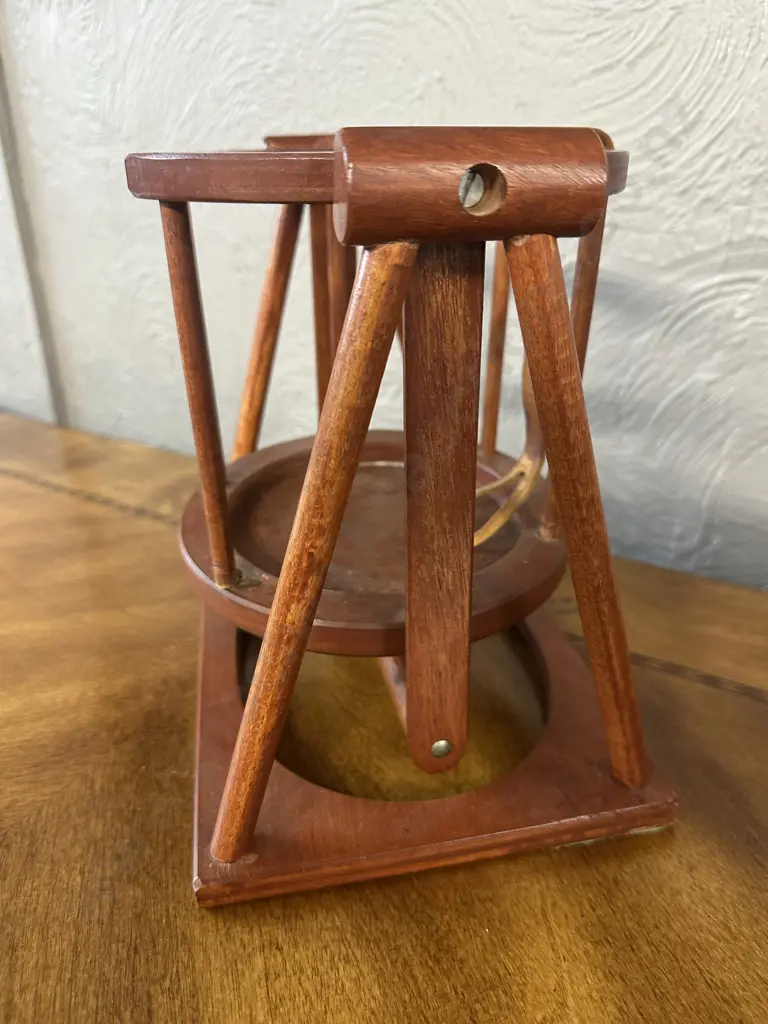 Vintage Wooden Bottle Holder With Brown Leather Strap Image 1++