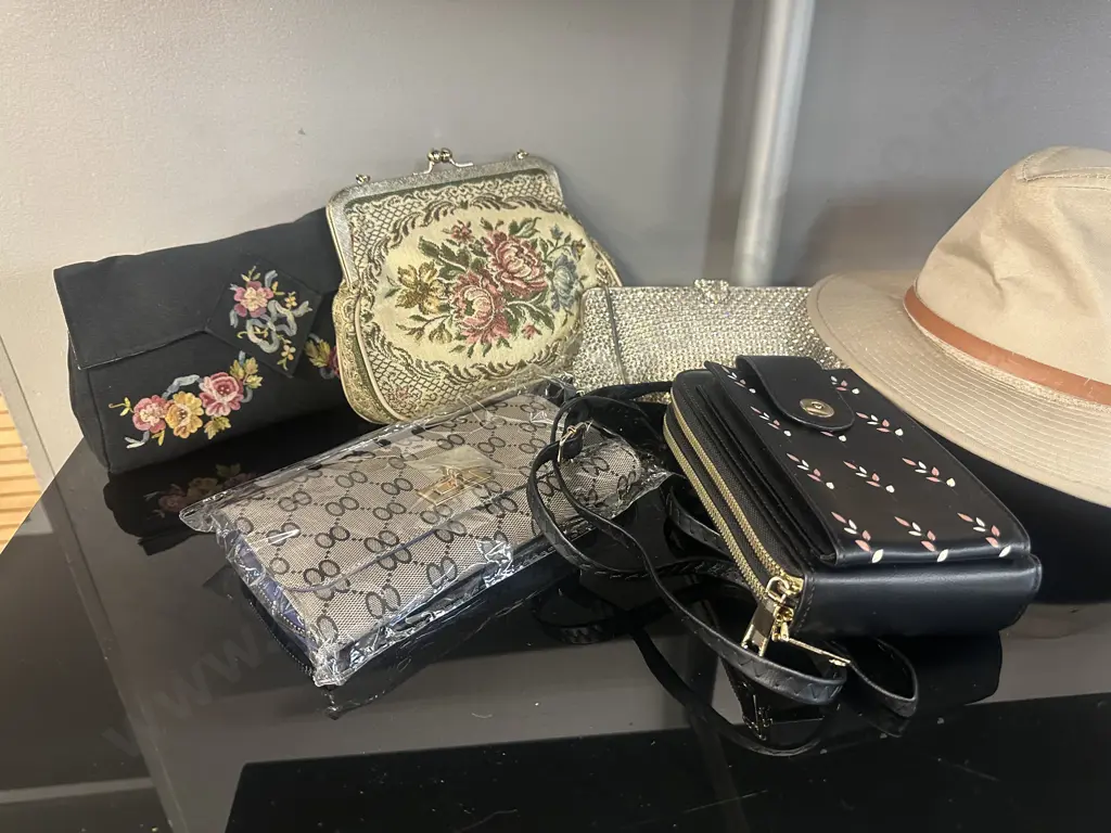 Greenwich Sydney Hat Size XL & Assorted Vintage Clutch Purses, Shoulder Bag Etc  Image 1++