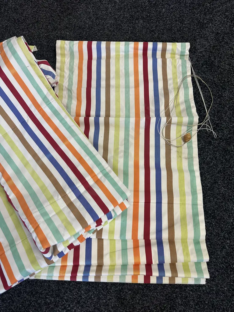 Designer Candy Striped Fabric For Roman Blind L207,W185 & Roman Blind L1.8,W55cm. Image 1++
