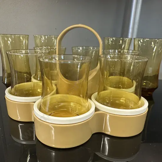 Retro Glasses In Carrier & Four Retro Glasses