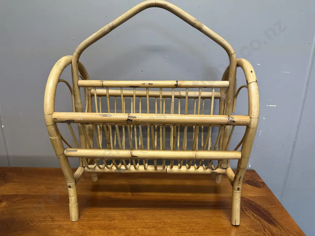 Vintage Cane Magazine Rack H63,W51cm. Image 1++