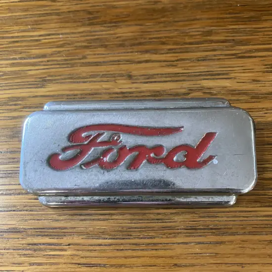 Rare 1930s Red Ford Emblem. 6 x 12.5cm